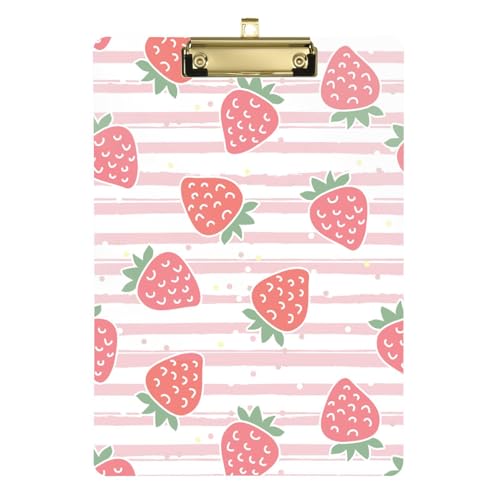 Kcldeci Klemmbretter aus Acryl, Erdbeer-Rosa, Beeren, Standard-A4, Briefgröße, Klemmbrett für Klassenzimmer, Schule und Büro, für Kinder, Studenten, Lehrer, Gold, 30,5 x 22,9 cm Kcldeci Klemmbretter aus Acryl, Erdbeer-Rosa, Beeren, Standard-A4, Briefgröße, Klemmbrett für Klassenzimmer, Schule und Büro, für Kinder, Studenten, Lehrer, Gold, 30,5 x 22,9 cm von Kcldeci