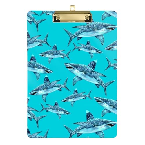 Kcldeci Klemmbretter aus Acryl, Motiv: Meerestiere, Hai, bemalt, Standard-Buchstabe, A4, Klemmbretter für Klassenzimmer, Lehrer, Frauen, Klemmbrett, Büro, Schulbedarf, Silber, 30,5 x 22,9 cm Kcldeci Klemmbretter aus Acryl, Motiv: Meerestiere, Hai, bemalt, Standard-Buchstabe, A4, Klemmbretter für Klassenzimmer, Lehrer, Frauen, Klemmbrett, Büro, Schulbedarf, Silber, 30,5 x 22,9 cm von Kcldeci
