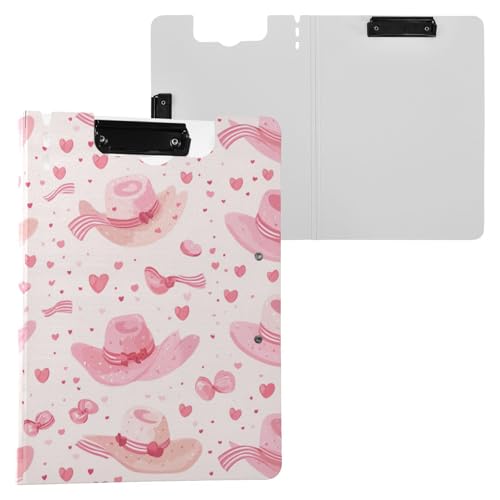Kcldeci Klemmbrettmappe, rosa Cowgirl-Hüte, Schleife, A4, faltbare Klemmbretter, Aktenordner, Klapp-Schreibblock für Memo-Formulare, Dokumente und Schule, Büro, Arbeit von Kcldeci