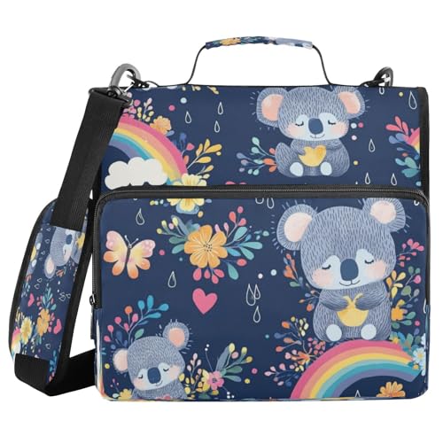 Kcldeci Koala und Regenbogen 3-Ring-Ordner mit Reißverschluss, 3,8 cm, 500 Blatt, Organizer mit Schultergurt, Fächermappen für Schule und Büro Kcldeci Koala und Regenbogen 3-Ring-Ordner mit Reißverschluss, 3,8 cm, 500 Blatt, Organizer mit Schultergurt, Fächermappen für Schule und Büro von Kcldeci