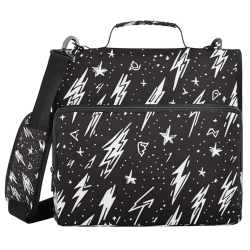 Kcldeci Lightning Bolts Sammelmappe mit 3 Ringen, 3,8 cm Reißverschluss, 500 Blatt, Trapper, Organizer, Tasche mit Schultergurt, Fächermappen für Schule und Büro Kcldeci Lightning Bolts Sammelmappe mit 3 Ringen, 3,8 cm Reißverschluss, 500 Blatt, Trapper, Organizer, Tasche mit Schultergurt, Fächermappen für Schule und Büro von Kcldeci
