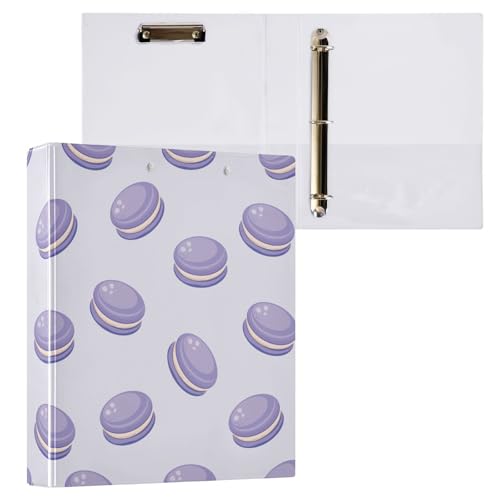 Kcldeci Lila Macarons 3-Ringbuch, 1 Packung, Klemmbretter, Aktenordner mit 3,8 cm rundem Ring für Papier in Briefgröße, Hardcover-Ordner für Schule, Büro und Zuhause von Kcldeci