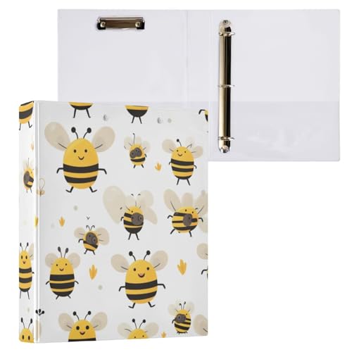 Kcldeci Little Bee in The Flower Garden 3-Ringbuch, 2 Stück, Klemmbretter, Aktenordner mit 3,8 cm rundem Ring für Papier in Briefgröße, Hardcover-Ordner für Schule, Büro und Zuhause von Kcldeci