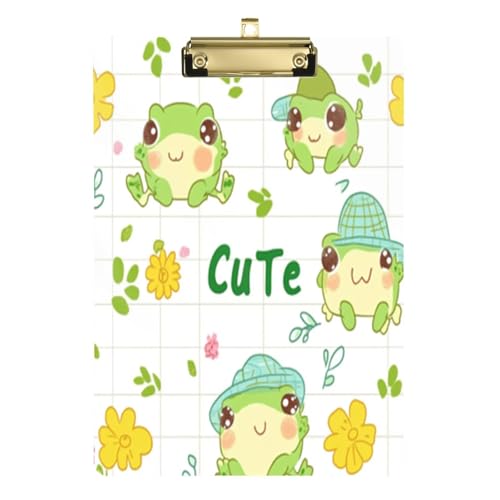Kcldeci Lovely Frog Acryl-Klemmbrett A4 Größe Klemmbretter für Klassenzimmer, Krankenpflege, Hartfaserplatte für Bürobedarf, Schule, Silber, 30,5 x 22,9 cm von Kcldeci