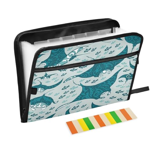 Kcldeci Manta Ray and Fish Fächermappe mit 13 Fächern, Akkordeon-Ordner, A4, Briefgröße, Papier, Dokumente, Quittungen, Organizer, Akkordean-Aktenordner für Klassenzimmer, Zuhause, Büro und Reisen Kcldeci Manta Ray and Fish Fächermappe mit 13 Fächern, Akkordeon-Ordner, A4, Briefgröße, Papier, Dokumente, Quittungen, Organizer, Akkordean-Aktenordner für Klassenzimmer, Zuhause, Büro und Reisen von Kcldeci