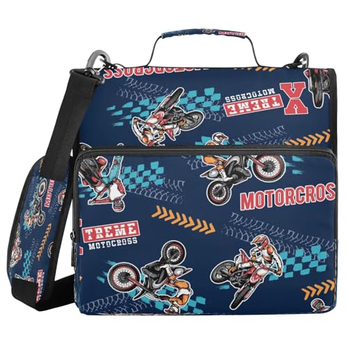 Kcldeci Moto-Muster-Design für Jungen, 3-Ringbuch mit Reißverschluss, 500 Blatt, Trapperhalter, Organizer, 3,8 cm, Bindertasche mit Schultergurt, Dokumentenaufbewahrung für Schule und Büro Kcldeci Moto-Muster-Design für Jungen, 3-Ringbuch mit Reißverschluss, 500 Blatt, Trapperhalter, Organizer, 3,8 cm, Bindertasche mit Schultergurt, Dokumentenaufbewahrung für Schule und Büro von Kcldeci
