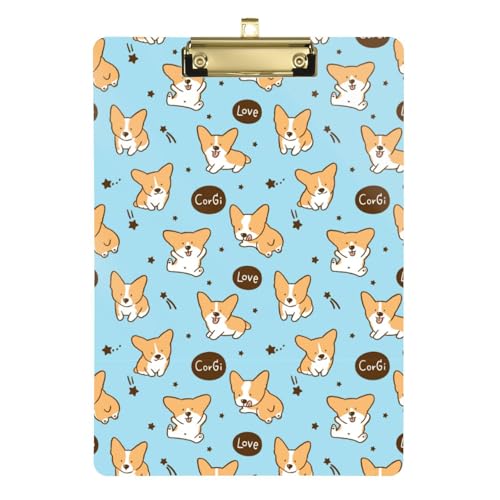 Kcldeci Niedliche Cartoon-Corgi-Hunde-Klemmbretter aus Acryl, Standard-A4, Briefgröße, Klemmbrett für Klassenzimmer, Schule und Büro, für Kinder, Studenten, Lehrer, Gold, 30,5 x 22,9 cm Kcldeci Niedliche Cartoon-Corgi-Hunde-Klemmbretter aus Acryl, Standard-A4, Briefgröße, Klemmbrett für Klassenzimmer, Schule und Büro, für Kinder, Studenten, Lehrer, Gold, 30,5 x 22,9 cm von Kcldeci