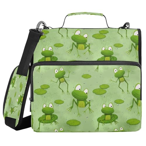 Kcldeci Niedliche Cartoon-Frösche, Lilie, 3 Ringe, 3,8 cm Reißverschluss, 500 Blatt, Trapperhalter, Organizer, Ordnertasche mit Schultergurt, Fächermappe für Schule und Büro Kcldeci Niedliche Cartoon-Frösche, Lilie, 3 Ringe, 3,8 cm Reißverschluss, 500 Blatt, Trapperhalter, Organizer, Ordnertasche mit Schultergurt, Fächermappe für Schule und Büro von Kcldeci