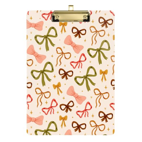 Kcldeci Niedliche Kokosnussschleife Acryl-Klemmbretter Standard-Buchstabe A4 Größe Klemmbretter für Klassenzimmer, Lehrer, Frauen, Klemmbrett, Büro, Schulbedarf, Gold, 30,5 x 22,9 cm von Kcldeci