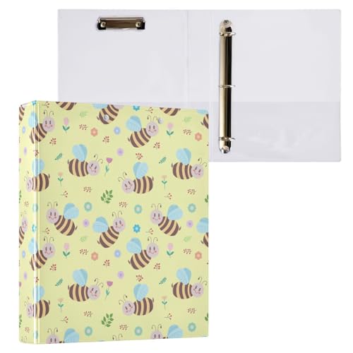 Kcldeci Niedliche Vögel und Blumen, 3-Ringbuch, 2 Stück, Klemmbretter, Aktenordner mit 3,8 cm rundem Ring für Papier in Briefgröße, Hardcover-Ordner für Schule, Büro und Zuhause von Kcldeci