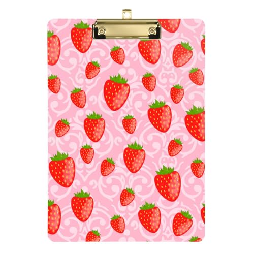 Kcldeci Niedliche rosa Valentinstag-Klemmbretter mit roten Erdbeeren, Acryl, A4, Briefgröße, Klemmbrett für Klassenzimmer, Studenten, Lehrer, Frauen, Kinder, Silber, 30,5 x 22,9 cm Kcldeci Niedliche rosa Valentinstag-Klemmbretter mit roten Erdbeeren, Acryl, A4, Briefgröße, Klemmbrett für Klassenzimmer, Studenten, Lehrer, Frauen, Kinder, Silber, 30,5 x 22,9 cm von Kcldeci