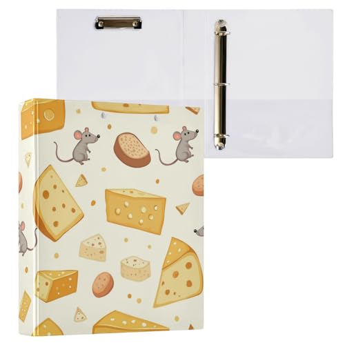 Kcldeci Niedlicher eleganter Käseordner mit 3 Ringen, 2 Stück, Klemmbretter, 3,8 cm, runder Ring für Papier, Hardcover für Schule, Büro und Zuhause von Kcldeci