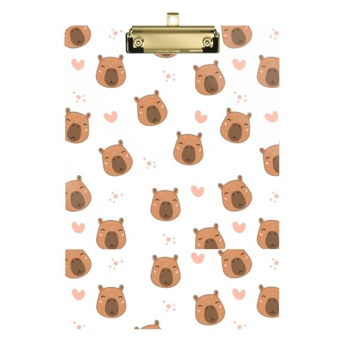 Kcldeci Niedliches Capybara Acryl-Klemmbrett A4, Briefgröße, Klemmbrett für Klassenzimmer, Studenten, Lehrer, Frauen, Kinder, Gold, 30,5 x 22,9 cm von Kcldeci
