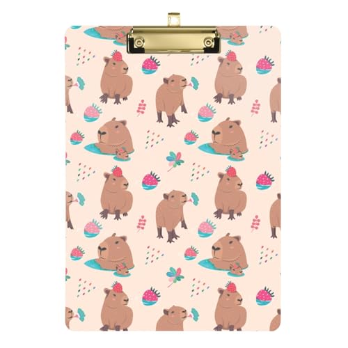 Kcldeci Niedliches Capybara-Acryl-Klemmbrett mit Blumenmuster und Erdbeere, A4, Briefgröße, Klemmbrett für Klassenzimmer, Studenten, Lehrer, Frauen, Kinder, Silber, 30,5 x 22,9 cm Kcldeci Niedliches Capybara-Acryl-Klemmbrett mit Blumenmuster und Erdbeere, A4, Briefgröße, Klemmbrett für Klassenzimmer, Studenten, Lehrer, Frauen, Kinder, Silber, 30,5 x 22,9 cm von Kcldeci