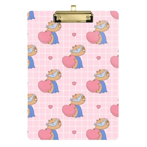 Kcldeci Niedliches Capybara-Herz auf kariertem Acryl-Klemmbrett, A4, Briefgröße, Klemmbrett für Klassenzimmer, Studenten, Lehrer, Frauen, Kinder, Gold, 30,5 x 22,9 cm Kcldeci Niedliches Capybara-Herz auf kariertem Acryl-Klemmbrett, A4, Briefgröße, Klemmbrett für Klassenzimmer, Studenten, Lehrer, Frauen, Kinder, Gold, 30,5 x 22,9 cm von Kcldeci