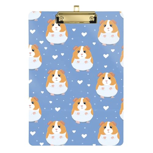 Kcldeci Niedliches Meerschweinchen-Klemmbrett aus Acryl, A4-Größe, Klemmbretter für Klassenzimmer, Krankenpflege, Hartfaserplatte für Bürobedarf, Schule, Silber, 30,5 x 22,9 cm von Kcldeci