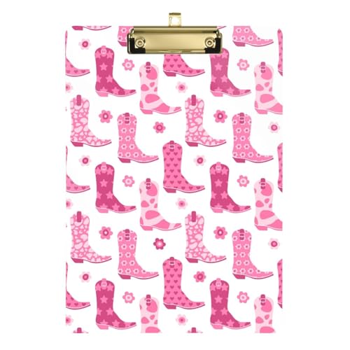 Kcldeci Pinke Cowgirl-Stiefel und Blumen, Acryl-Klemmbretter, A4, Briefgröße, Klemmbrett für Klassenzimmer, Studenten, Lehrer, Frauen, Kinder, Gold, 30,5 x 22,9 cm Kcldeci Pinke Cowgirl-Stiefel und Blumen, Acryl-Klemmbretter, A4, Briefgröße, Klemmbrett für Klassenzimmer, Studenten, Lehrer, Frauen, Kinder, Gold, 30,5 x 22,9 cm von Kcldeci