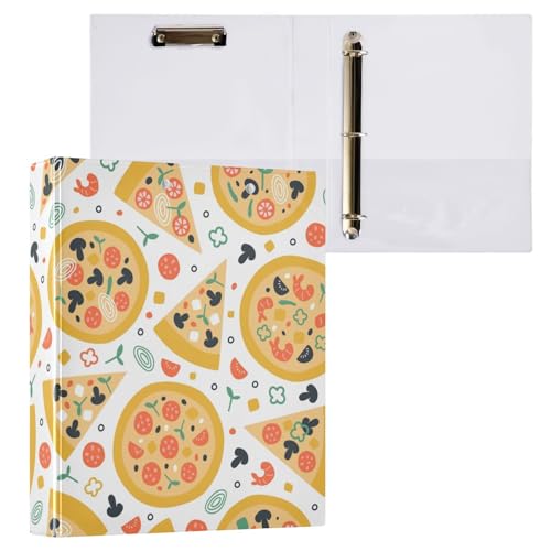Kcldeci Pizzascheiben 3-Ringbuch, 2 Stück, Klemmbretter, Aktenordner mit 3,8 cm rundem Ring für Papier in Briefgröße, Hardcover-Ordner für Schule, Büro und Zuhause von Kcldeci