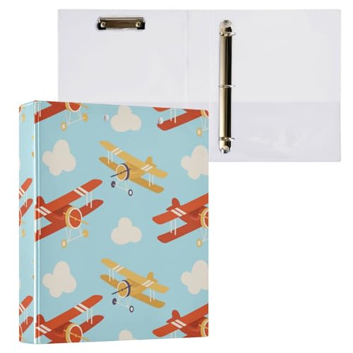 Kcldeci Planes and Clouds Ringbuch mit 3 Ringen, Klemmbretter, 3,8 cm, runder Ring für Papier, Hardcover für Schule, Büro und Zuhause von Kcldeci