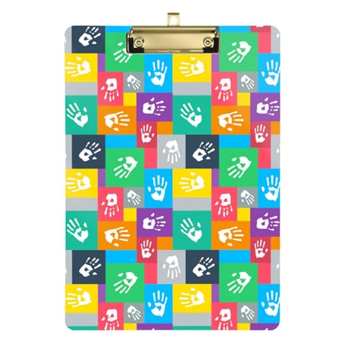 Kcldeci Quadratische und Hände, Acryl-Klemmbretter, Standard-Buchstabe, A4, Klemmbretter für Klassenzimmer, Lehrer, Frauen, Klemmbrett, Büro, Schulbedarf, Silber, 30,5 x 22,9 cm von Kcldeci