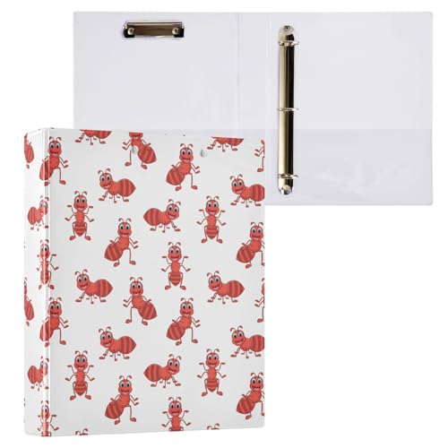 Kcldeci Red Ameise Tierornamente, 3 Ringordner, 2 Stück, 3,8 cm runder Ring für Papier in Briefgröße, Hardcover-Ordner für Schule, Büro und Zuhause von Kcldeci