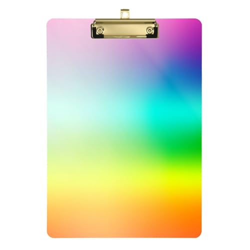 Kcldeci Regenbogen-Klemmbretter aus verschwommenem Acryl, Standard-A4, Briefgröße, Klemmbrett für Klassenzimmer, Schule und Büro, für Kinder, Studenten, Lehrer, Gold, 30,5 x 22,9 cm von Kcldeci