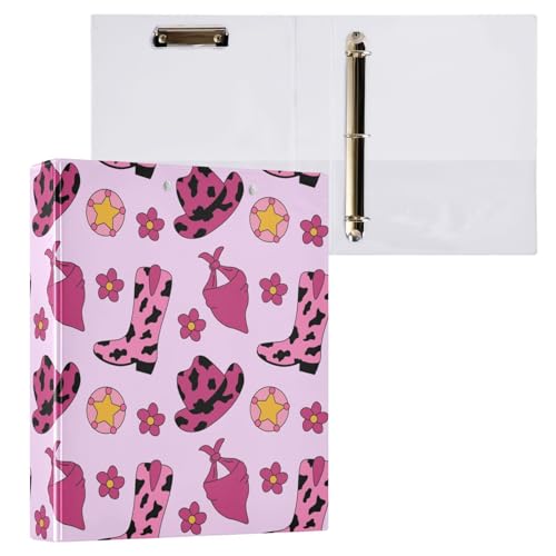 Kcldeci Retro-Cowgirl-Ordner mit 3 Ringen, 3,8 cm, runder Ring für Papier in Briefgröße, Hardcover-Ordner für Schule, Büro und Zuhause von Kcldeci