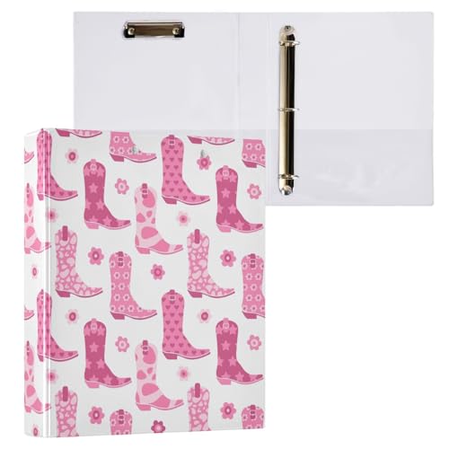Kcldeci Ringbuch mit 3 Ringen, Cowgirl-Stiefeln und Blumen, 3,8 cm, runder Ring für Briefpapier, Hardcover-Ordner für Schule, Büro und Zuhause, Rosa, 2 Stück Kcldeci Ringbuch mit 3 Ringen, Cowgirl-Stiefeln und Blumen, 3,8 cm, runder Ring für Briefpapier, Hardcover-Ordner für Schule, Büro und Zuhause, Rosa, 2 Stück von Kcldeci