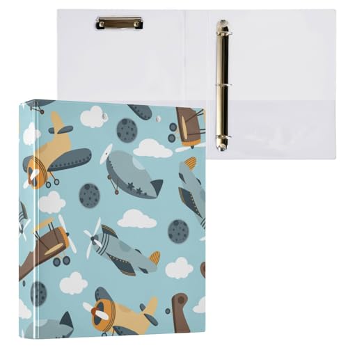 Kcldeci Ringbuch mit 3 Ringen, Motiv Flugzeug in The Sky, 2 Stück, Klemmbretter, 3,8 cm, runder Ring für Papier, Hardcover für Schule, Büro und Zuhause von Kcldeci