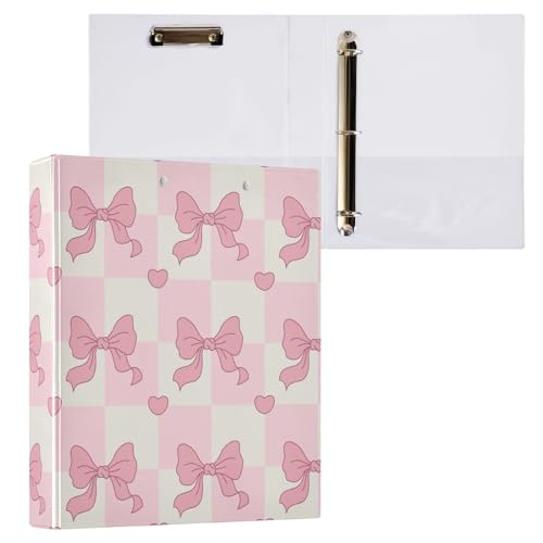 Kcldeci Ringbuch mit 3 Ringen, Schleife, Herz, 1 Packung, Klemmbretter mit 3,8 cm rundem Ring für Papier in Briefgröße, Hardcover-Ordner für Schule, Büro und Zuhause von Kcldeci