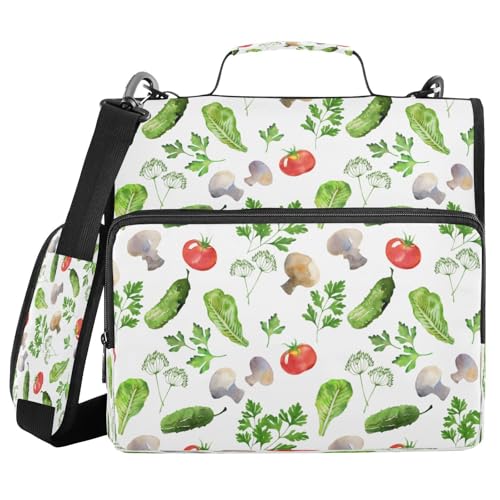 Kcldeci Ringbuch mit 3 Ringen, Tomaten, Pilzen, Gurken, mit Reißverschluss, 500 Blatt, 3,8 cm, Bindertasche mit Schultergurt, Dokumentenaufbewahrung für Schule und Büro Kcldeci Ringbuch mit 3 Ringen, Tomaten, Pilzen, Gurken, mit Reißverschluss, 500 Blatt, 3,8 cm, Bindertasche mit Schultergurt, Dokumentenaufbewahrung für Schule und Büro von Kcldeci