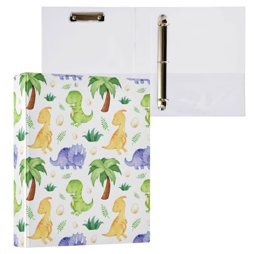 Kcldeci Ringbuch mit Dinosaurier-Muster, 1 Packung, Klemmbretter, 3,8 cm, runder Ring für Papier, Hardcover für Schule, Büro und Zuhause von Kcldeci