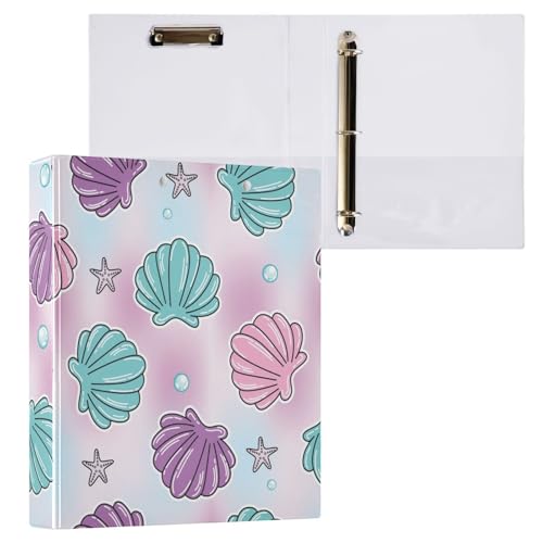 Kcldeci Ringbuch mit Meerjungfrauen-Muster, 3,8 cm, runder Ring für Papier in Briefgröße, Hardcover-Ordner für Schule, Büro und Zuhause, 2 Stück von Kcldeci