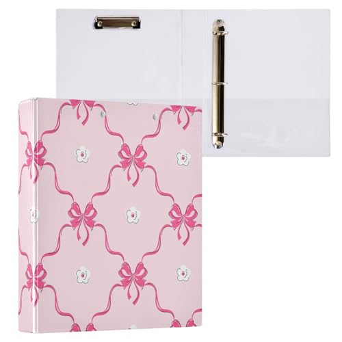 Kcldeci Ringbuch mit rosa Schleife, Gänseblümchen, 2 Stück, Klemmbretter, Aktenordner mit 3,8 cm rundem Ring für Papier in Briefgröße, Hardcover-Ordner für Schule, Büro und Zuhause von Kcldeci