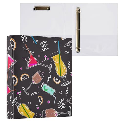Kcldeci Ringbuch mit tropischen Cocktails, 2 Stück, Klemmbretter, 3,8 cm, runder Ring für Papier, Hardcover für Schule, Büro und Zuhause von Kcldeci