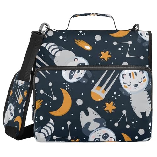 Kcldeci Ringmappe mit 3 Ringen, Motiv: Niedliche Astronauten Waschbär, Tiger, Panda, 3,8 cm Reißverschluss, 500 Blatt, Trapperhalter, Organizer, Ordnertasche mit Schultergurt, Fächermappen für Schule Kcldeci Ringmappe mit 3 Ringen, Motiv: Niedliche Astronauten Waschbär, Tiger, Panda, 3,8 cm Reißverschluss, 500 Blatt, Trapperhalter, Organizer, Ordnertasche mit Schultergurt, Fächermappen für Schule von Kcldeci