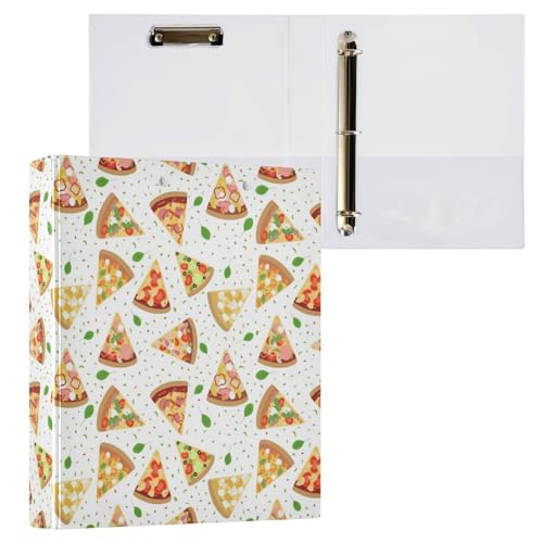 Kcldeci Slices Pizza Top 3-Ringbuch, 2 Stück, Klemmbrett-Ordner, 3,8 cm, runder Ring für Papier, Hardcover für Schule, Büro und Zuhause von Kcldeci
