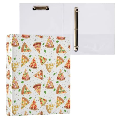Kcldeci Slices Pizza Top 3-Ringbuch, 2 Stück, Klemmbretter, Aktenordner mit 3,8 cm rundem Ring für Papier in Briefgröße, Hardcover-Ordner für Schule, Büro und Zuhause von Kcldeci