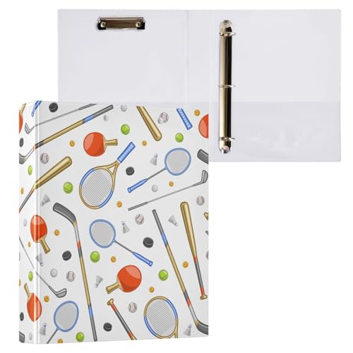 Kcldeci Sport Gear Tennisschläger, 3-Ringbuch, 1 Packung, Klemmbretter, Aktenordner mit 3,8 cm rundem Ring für Papier in Briefgröße, Hardcover-Ordner für Schule, Büro und Zuhause von Kcldeci