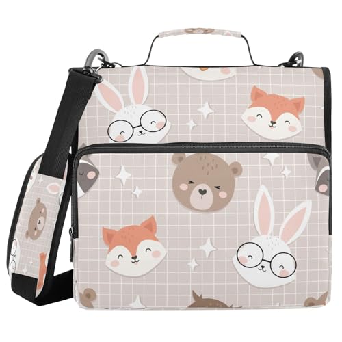 Kcldeci Süßer Cartoon-Fuchs-Waschbär-Ordner mit 3 Ringen, 3,8 cm Reißverschluss, 500 Blatt, Trapperhalter, Organizer, Tasche mit Schultergurt, Fächermappen für Schule und Büro Kcldeci Süßer Cartoon-Fuchs-Waschbär-Ordner mit 3 Ringen, 3,8 cm Reißverschluss, 500 Blatt, Trapperhalter, Organizer, Tasche mit Schultergurt, Fächermappen für Schule und Büro von Kcldeci