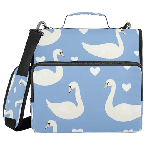 Kcldeci Swan Aktenordner mit 3 Ringen, 3,8 cm, Reißverschluss, 500 Blatt, Organizer mit Schultergurt, Fächermappe für Schule und Büro von Kcldeci
