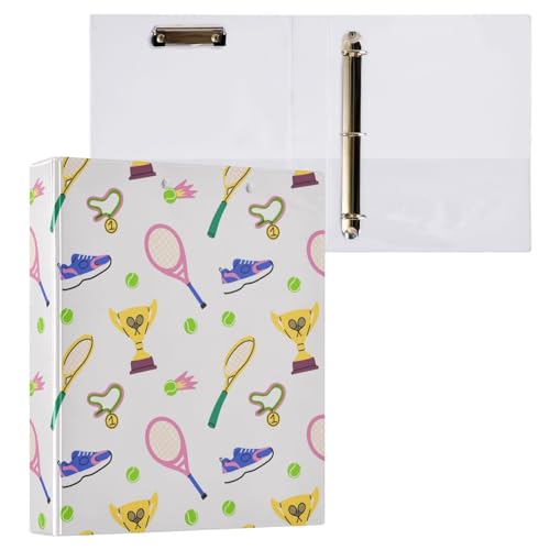 Kcldeci Tennisbälle, 3-Ringbuch, 2 Stück, Klemmbretter, Aktenordner mit 3,8 cm rundem Ring für Papier in Briefgröße, Hardcover-Ordner für Schule, Büro und Zuhause von Kcldeci
