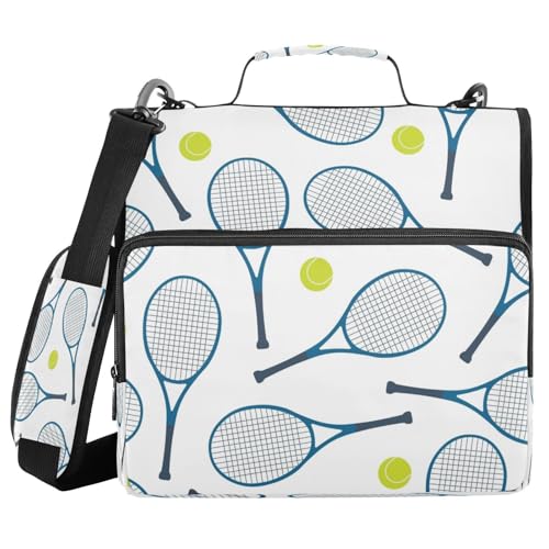 Kcldeci Tennisschläger-Bälle, 3-Ringbuch mit Reißverschluss, 500 Blatt, Trapperhalter, Organizer, 3,8 cm, Bindertasche mit Schultergurt, Dokumentenaufbewahrung für Schule und Büro von Kcldeci