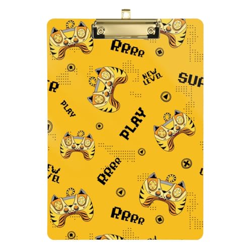 Kcldeci Tiger Gamepad Cartoon Acryl Klemmbretter Standard Brief A4 Größe Klemmbretter für Klassenzimmer, Lehrer Frauen Klemmbrett Büro Schulbedarf, Gold, 30,5 x 22,9 cm Kcldeci Tiger Gamepad Cartoon Acryl Klemmbretter Standard Brief A4 Größe Klemmbretter für Klassenzimmer, Lehrer Frauen Klemmbrett Büro Schulbedarf, Gold, 30,5 x 22,9 cm von Kcldeci