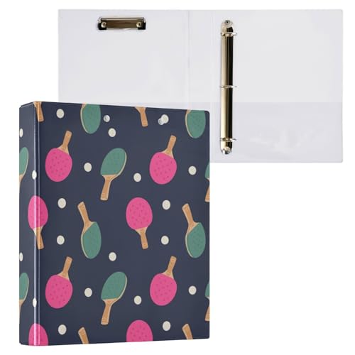 Kcldeci Tischtennis-Schläger mit 3 Ringen, Klemmbretter, Aktenordner mit 3,8 cm rundem Ring für Papier in Briefgröße, Hardcover-Ordner für Schule, Büro und Zuhause von Kcldeci