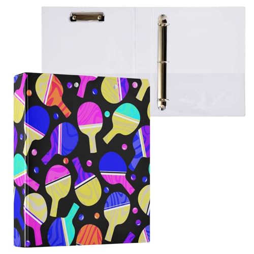 Kcldeci Tischtennisschläger mit 3 Ringen, 1 Packung, Klemmbretter, Aktenordner mit 3,8 cm rundem Ring für Papier in Briefgröße, Hardcover-Ordner für Schule, Büro und Zuhause von Kcldeci