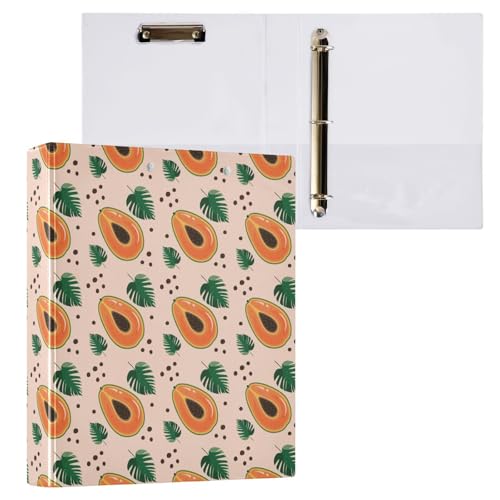Kcldeci Tropical Papaya Ringbuch mit 3 Ringen, 3,8 cm, runder Ring für Papier in Briefgröße, Hardcover-Ordner für Schule, Büro und Zuhause, 2 Stück von Kcldeci
