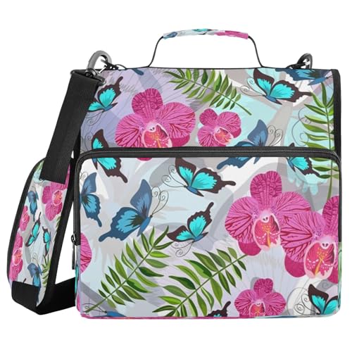 Kcldeci Tropische Schmetterlinge, 3 Ringe, 3,8 cm Reißverschluss, 500 Blatt, Trapperhalter, Organizer, Tasche mit Schultergurt, Fächermappen für Schule und Büro Kcldeci Tropische Schmetterlinge, 3 Ringe, 3,8 cm Reißverschluss, 500 Blatt, Trapperhalter, Organizer, Tasche mit Schultergurt, Fächermappen für Schule und Büro von Kcldeci