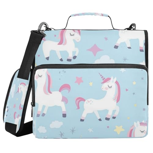 Kcldeci Unicorn Cloud Star Ordner mit 3 Ringen, 3,8 cm Reißverschluss, 500 Blatt, Trapper, Organizer, Ordnertasche mit Schultergurt, Fächermappe für Schule und Büro Kcldeci Unicorn Cloud Star Ordner mit 3 Ringen, 3,8 cm Reißverschluss, 500 Blatt, Trapper, Organizer, Ordnertasche mit Schultergurt, Fächermappe für Schule und Büro von Kcldeci