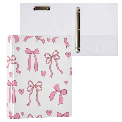 Kcldeci Valentinsschleife mit 3 Ringen, Klemmbretter, Aktenordner mit 3,8 cm rundem Ring für Papier in Briefgröße, Hardcover-Ordner für Schule, Büro und Zuhause von Kcldeci